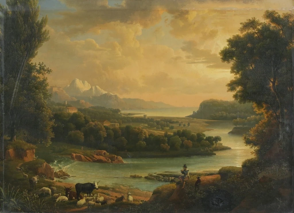 Alexandre Hyacinthe Dunouy - Pastorale al tramonto, 1815
